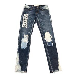 Free People Artisan De Luxe Patchwork Distressed Denim Jeans Size 24